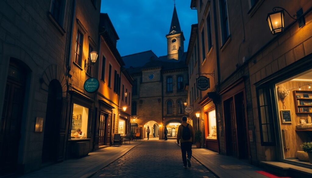 Пешеходные маршруты по старым кварталам городов мира - иллюстрация