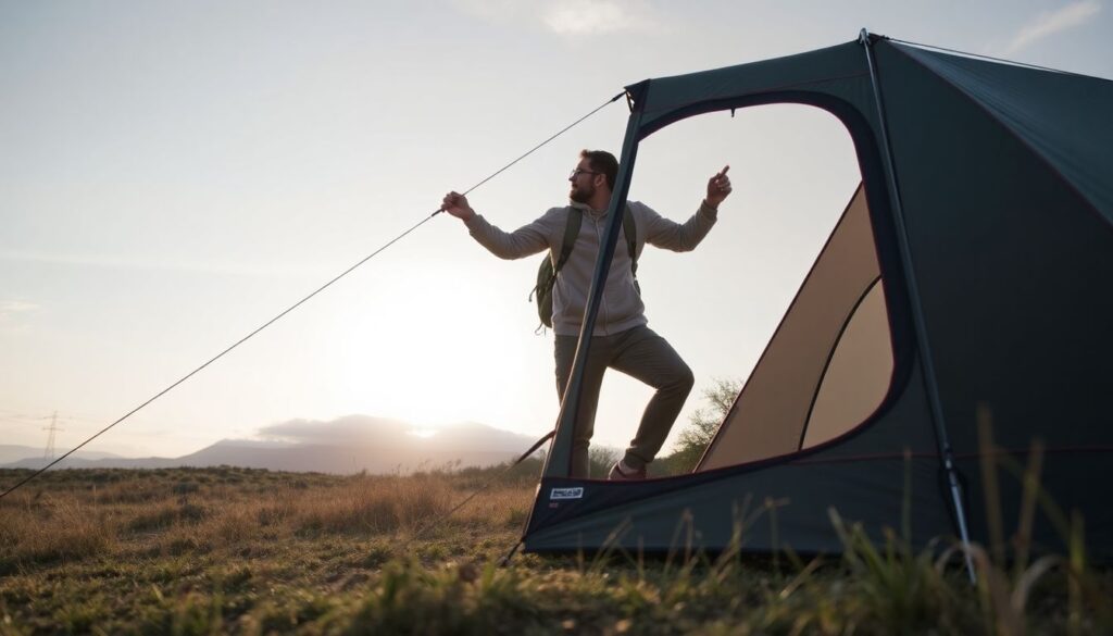 Проверка практичности туристических палаток и снаряжения - иллюстрация